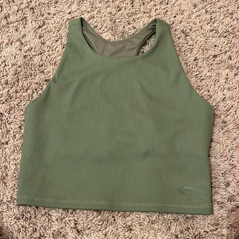 ribbed green cropped tank top